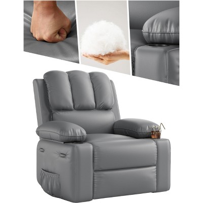 Oversized Manual Recliner Chair for Adult, Padded  Faux PU Leather Reclining Sofa, Comfy Nursing Chair, Capacity 400LB