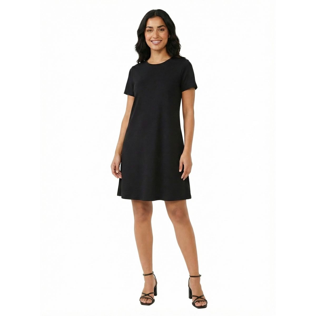24seven Essential Petite Short Sleeve Round Neck Mini Shift Dress