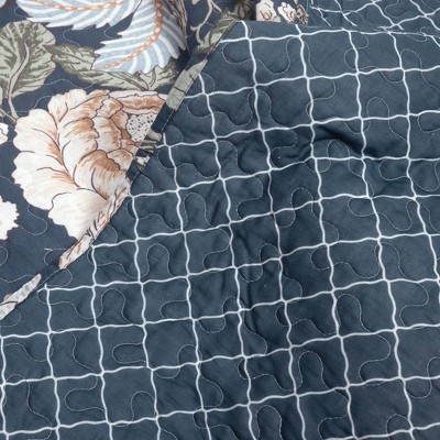 Sydney Navy Multi Reversible Cotton Full Quilt Set