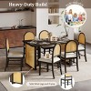 59.8" Farmhouse Dining Table Set with 6 Upholstered Rattan Chairs, Rustic Rectangular Kitchen Furniture for Family Meals -3irtyhousy - 2 of 4
