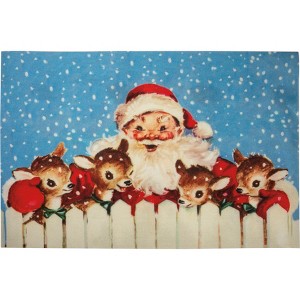 Primitives by Kathy Santa And Reindeer Entryway Christmas Indoor and Outdoor Door Mat Rug - 34" x 20" - 1 of 3
