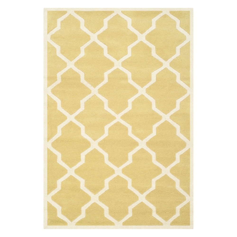 3'x5' Quatrefoil Design Tufted Accent Rug Light Gold/Ivory - Safavieh