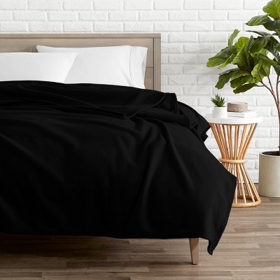 Black Lightweight Reversible Polar Fleece Throw Blanket