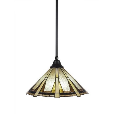 Toltec Lighting Any 1 - Light Pendant in  Matte Black with 16" Zion Art Glass Shade