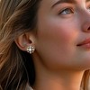 Ross-Simons 4-4.5mm Cultured Pearl and .20 ct. t.w. Emerald Earrings With .19 ct. t.w. Diamonds in Sterling Silver - 2 of 3