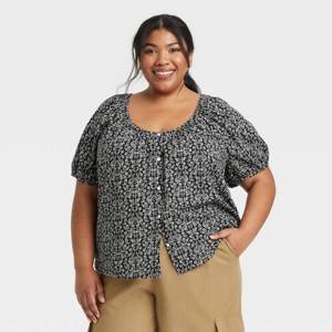 Women's Puff Short Sleeve Blouse - Universal Thread™ - 1 of 3