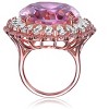 Guili Sterling Silver Ring with Rose Gold Plating, Pink Cubic Zirconia, and Halo Flower Design, Elegant Cocktail Style, Available in Sizes 6, 7, 8. - 2 of 3