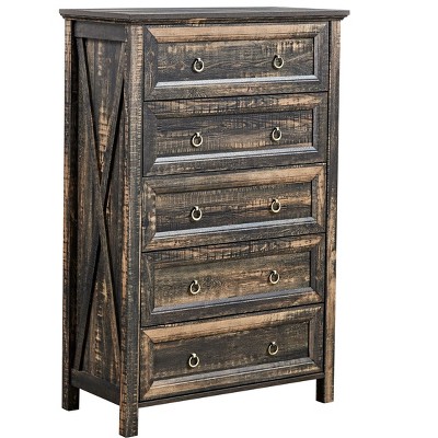 NicBex Wood Brown Dresser with Barn Door Style,Dressers Organizer for Bedroom,Living Room and Hallway,Dark Oak