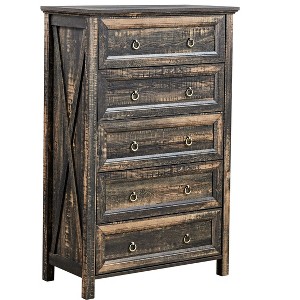 NicBex Wood Brown Dresser with Barn Door Style,Dressers Organizer for Bedroom,Living Room and Hallway,Dark Oak - 1 of 4