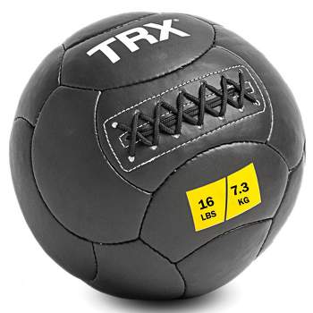 TRX 16 Pound Wall Ball Home Gym Strength Training Weighted Equipment with Non-Slip Exterior for Leveling Up Full Body Workouts, Black (14 Inch)