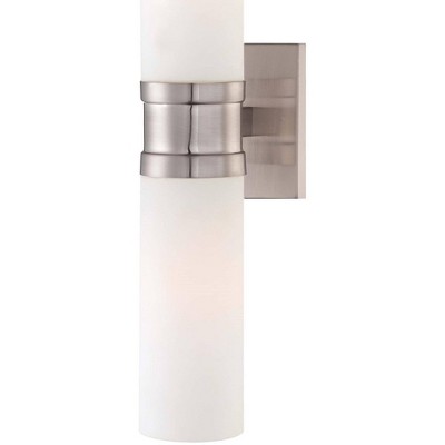 Elegant Brushed Nickel Cylinder Sconce with Etched Opal Glass