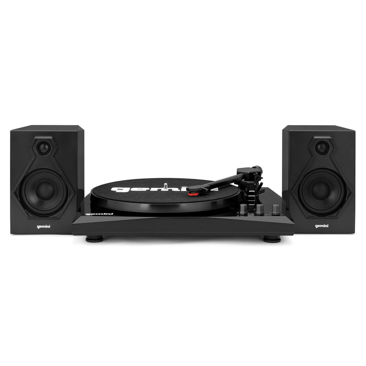 Gemini 60-Watt 3-Speed Belt-Drive Manual Suitcase Turntable with External Speakers, Bluetooth®, 45-RPM Adapter, Stereo Cartridge, and Stylus, TT-900B - thumbnail 2