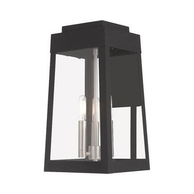Oslo Black Brass 3-Light Outdoor Wall Lantern