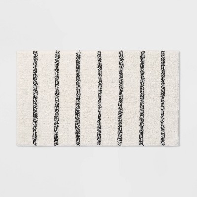 Lavish Home Memory Foam Striped Extra Long Bath Mat - Taupe