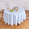 Solino Home Striped Linen Round Tablecloth | Cabana Stripe - 2 of 4