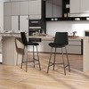 POVISON 30'' Modern Minimalist Bar Height Faux Leather Bar Stools Set of 2, Black - 3 of 4