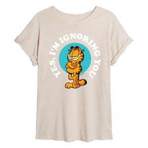 Women's - Garfield - Ignoring You Oversized Graphic T-Shirt - 1 of 4