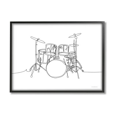 Stupell Industries Drum Kit Musician Line Doodle Framed Giclee