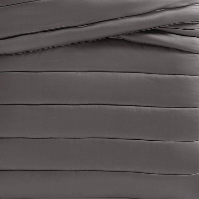 Twin Dark Grey Cotton Sateen Comforter Set with Polyfill