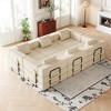6-Seater Corduroy Fabric Folding Convertible Sofa Bed with Side Storage Pockets, Cushions Included, Space-Saving for Living Room, Bedroom, and Study - 3 of 4