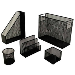 Blu Monaco 5 Piece Desk Set with  Hanging File Holder - 1 of 4