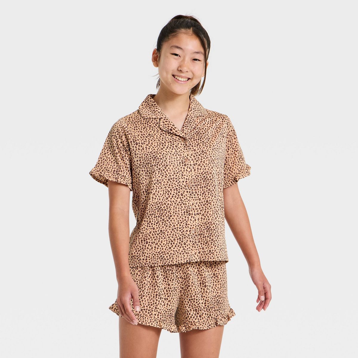 Girls' 2pc Button-Down Pajama Set - art class™ - thumbnail 3