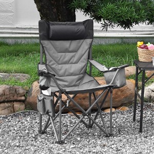 GustoWave Oversized Camping Chair, Heavy Duty Lawn Chair with Cooler Bag, Steel Frame Collapsible, Quad Lumbar Back Folding Chair - 1 of 4