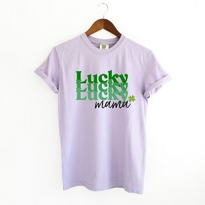Simply Sage Market Women's Lucky Mama Stacked Short Sleeve Garment Dyed Tee - 1 of 4