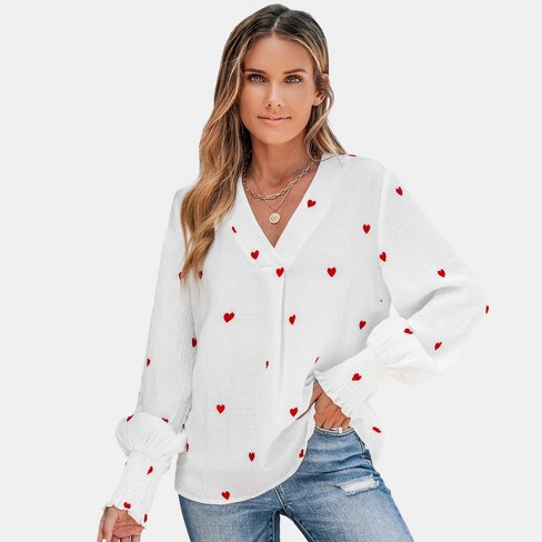 Women's Long Sleeve Embroidered Floral Eyelet Blouse Shirt- Cupshe : Target