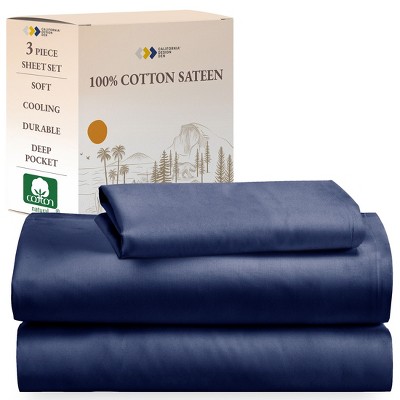 Soft 100% Cotton Sheets Set - Cooling Durable Sateen, Deep Pocket - by California Design Den