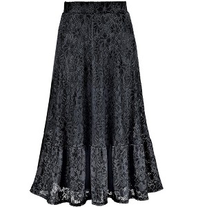 Collections Etc Beautiful Flounce Hem Elasticized Waist Lace Skirt - 1 of 4