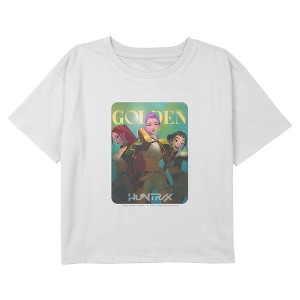 Girls KPop Demon Hunters Huntrix Golden Photocard Logo Cropped T-Shirt - 1 of 4
