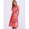 INSPIRE CHIC Women's Boho Summer Halter Neck Sleeveless Casual Floral Print Midi Sundresses - 4 of 4