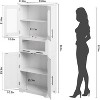 Versatile freestanding tall cabinet with glass doors, perfect for living room and kitchen storage and style - 3 of 4