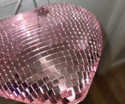 9x9 Hanging Valentine Wall Art Pink Heart Disco Ball - Spritz™ : Target