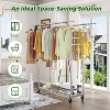 Simple Trending Heavy Duty Double Rod Clothes Rack Load 450 LBS, Metal Commercial Garment Rack, , Chrome - 2 of 4