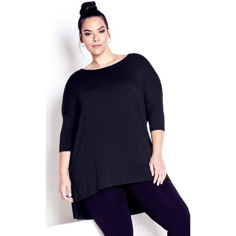 Avenue | Women's Plus Size Zara Bamboo Tunic - Black 14w