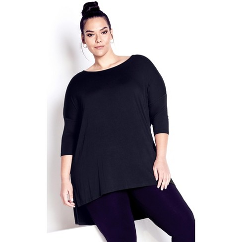 AVENUE | Women's Plus Size Zara Bamboo Tunic - black - 16W