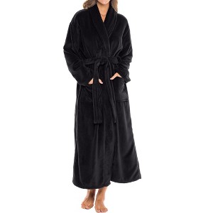 ADR Women's Long Robe, Fleece Plush Robe Woman, Cozy Regular & Plus Size Women's Bath Robe - 1 of 4