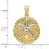 Black Bow Jewelry 14k Two Tone Gold 20mm Sand Dollar and Starfish Pendant - 3 of 4