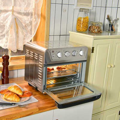 Silver 21.5QT 1800W Air Fryer Toaster Oven with Recipe Book