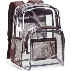 Clear Heavy Duty PVC Transparent Backpack - Extra Large Size with Reinforced Straps, Ideal for College - 1 of 4