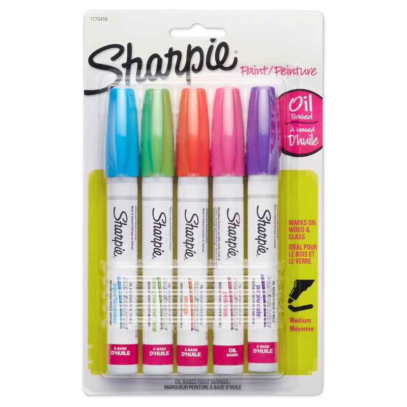 Sharpie 5pk Oil-Based Paint Markers Medium Tip Bright Colors, 1 of 5