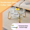 QingMoon Round Glass Coffee Table, Modern Living Room Table,  2-Layer Accent Center Table with Metal Frame and Storage Shelf for Apartment - 3 of 4