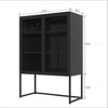 Modern Steel Storage Cabinet With Visible Doors, Accent Buffet Cabinet Sideboard With 2 Adjustable Shelves - 4 of 4