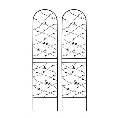 Lirago Black, 86.61"H * 19.68"W * 0.51"D, 2 pieces, Weatherproof Multi-functional Outdoor Screen - Laser-Cut Galvanized Steel Panel