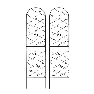 Lirago Black 2 pieces Weatherproof Multi-functional Outdoor Screen-Laser-Cut Galvanized Steel Panel 86.61"Hx19.68"Wx0.51"D - 1 of 4