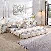 TOAOTBNBO Upholstered Queen Bed Frame with Checkerboard Design, Modern Platform Bed with Storage, Large Beds for Good Sleep, Beige - 4 of 4