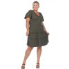 Plus Size Short Sleeve V-neck Tiered Midi Dress - 2 of 4
