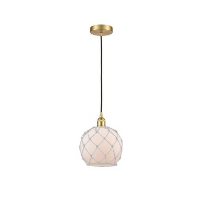 Farmhouse Rope - 1 Light Cord Hung Mini Pendant In Industrial Style-10.75 Inches Tall and 8 Inches Wide